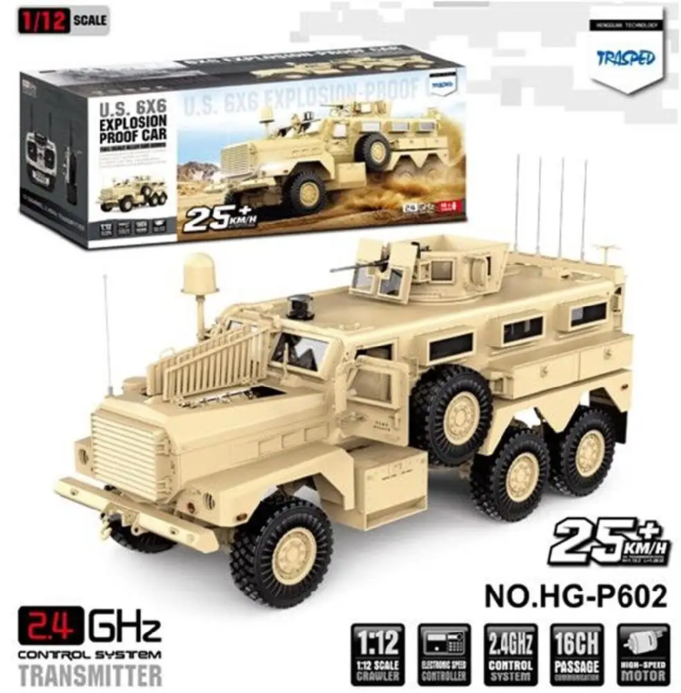 

HG P602 1/12 2.4G RC Truck 6WD 16CH 25km/h Cougar Electric RC Model Car Vehicles Outdoor Toys Transmitter