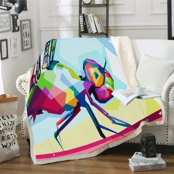 

Ant Sherpa Throw Blanket 3D Printed Animal Bedspread Photography Black and White Plush Blanket 150x200cm