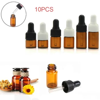 

10Pcs 1/2/3ml Empty Dropper Bottle Essential Oil Glass Aromatherapy Liquid Brown Drop For Massage Pipette Bottles Refillable