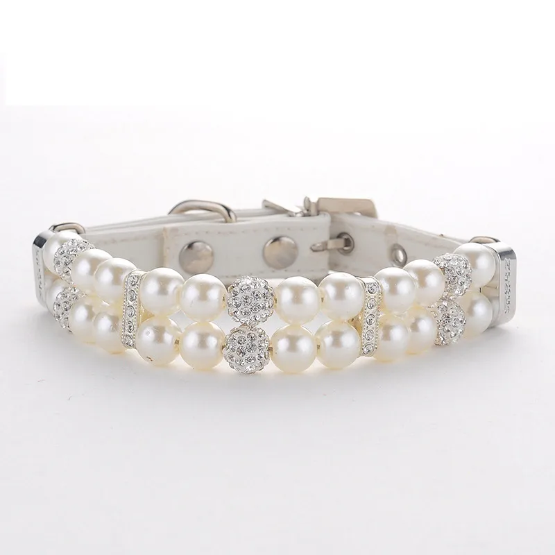 New Bling Pet Cat Collar With Handmade Adjustable Dog Pearl Necklace Luxury Diamond Pet Collar Decoration for Puppy Dogs Cats New Bling Pet Cat Collar With Handmade Adjustable Dog Pearl Necklace Luxury Diamond Pet Collar Decoration for Puppy Dogs Cats