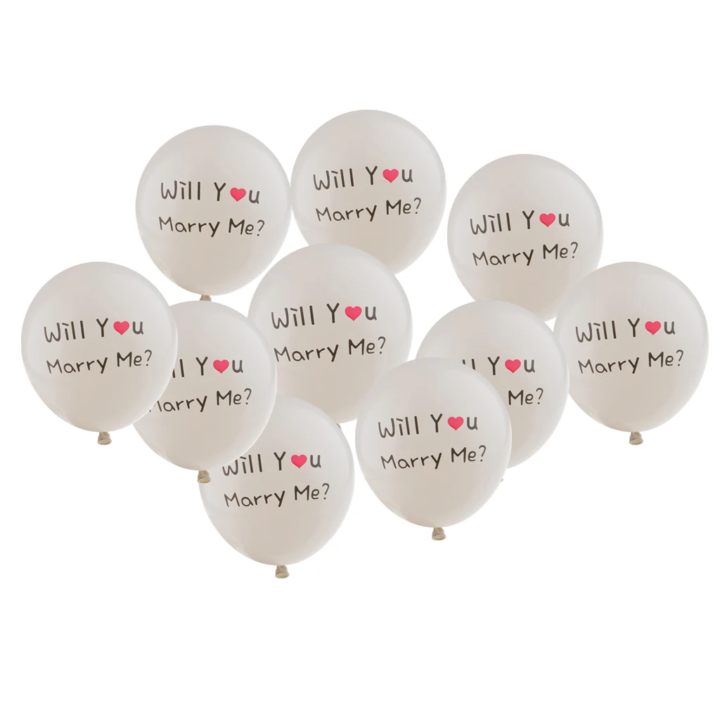 Set of 10pcs White Wedding Balloons, ''Will You Marry Me'' Balloons for Wedding Proposal Decors
