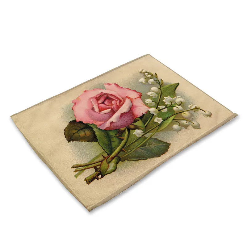 

Rose Coasters Fashion Flower Pattern Table Mat Table Mat Placemat Kitchen Decoration Table Napkin for Wedding Dining Accessories