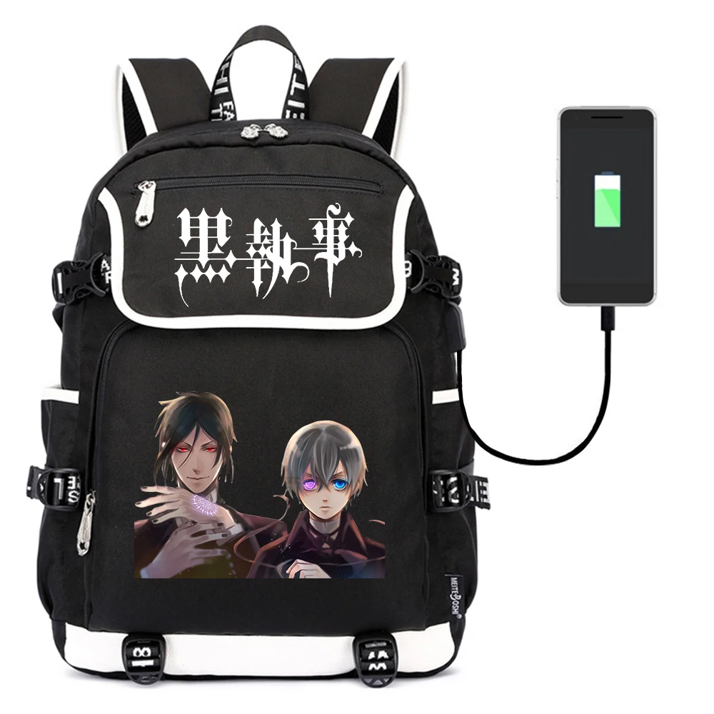 

Anime Black Butler Casual School Bag Canvas Packsack Zipper Teenger Backpack Rucksack Laptop Bag Student Shoulders Bag