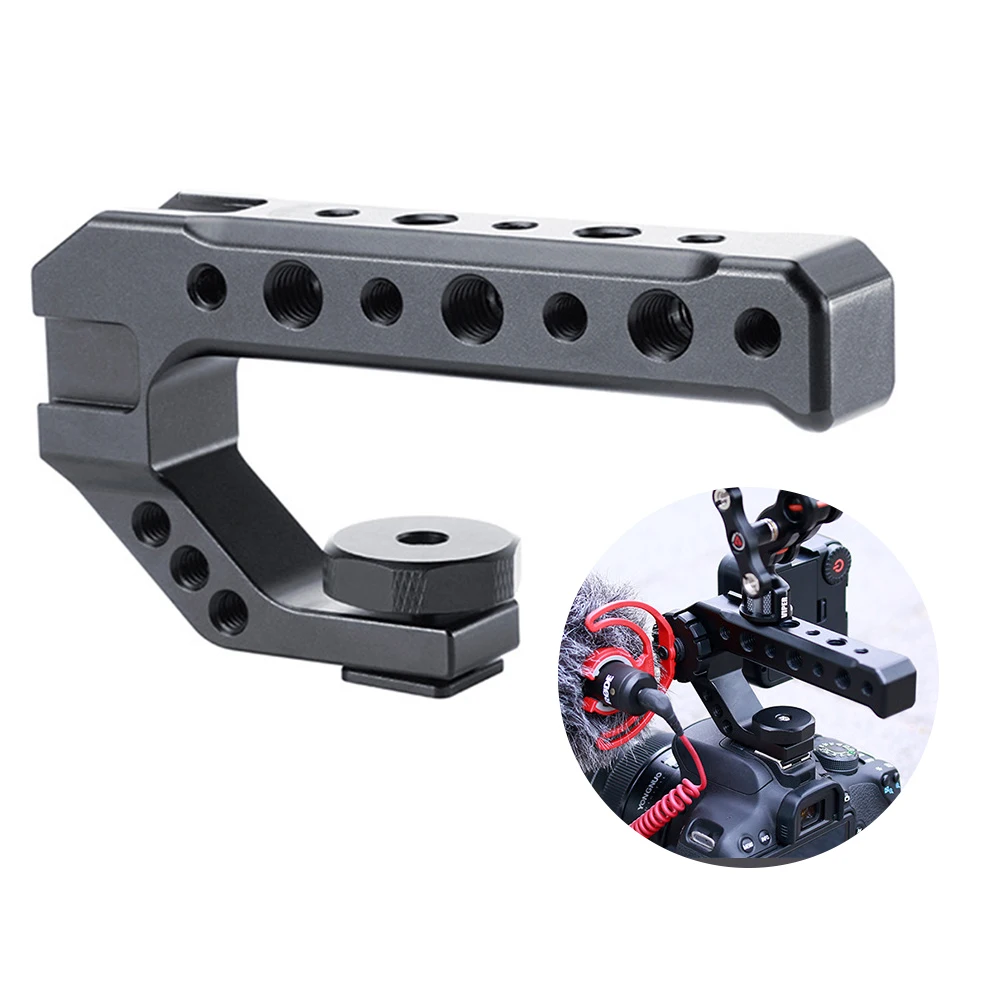 UURig R005 DSLR Camera Top Handle Metal Cheese Handle Grip with Three Cold Shoe Adapter Mount Universal Handgrip