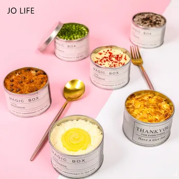 

JO LIFE Tinplate Mousse Dessert Tin Magic Box Spice Sauce Storage Container Jar With Transparent Stainless Steel Lid