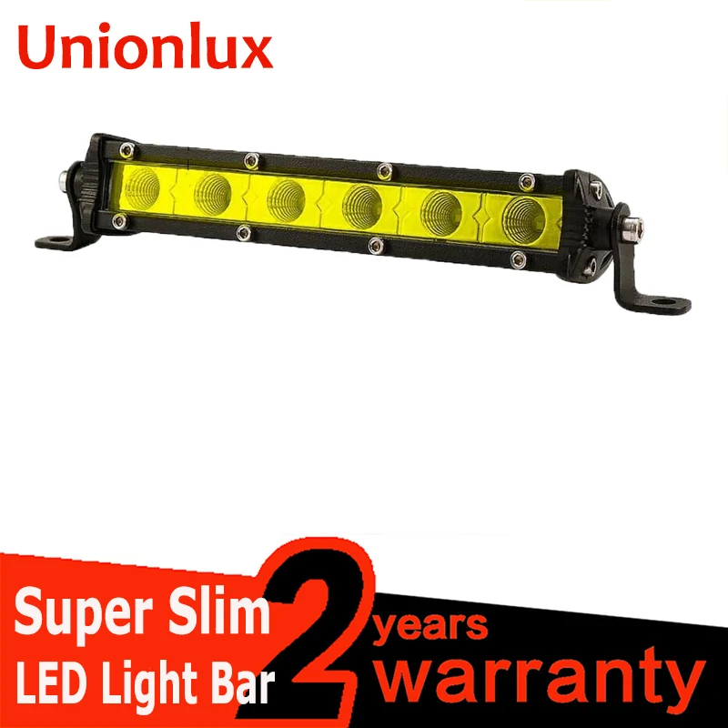 

Amber 7"inch 30W Flood Straight Slim LED Light Bar Single Row Yellow For SUV ATV 12V 4X4 ATV Off Road LED Work Light