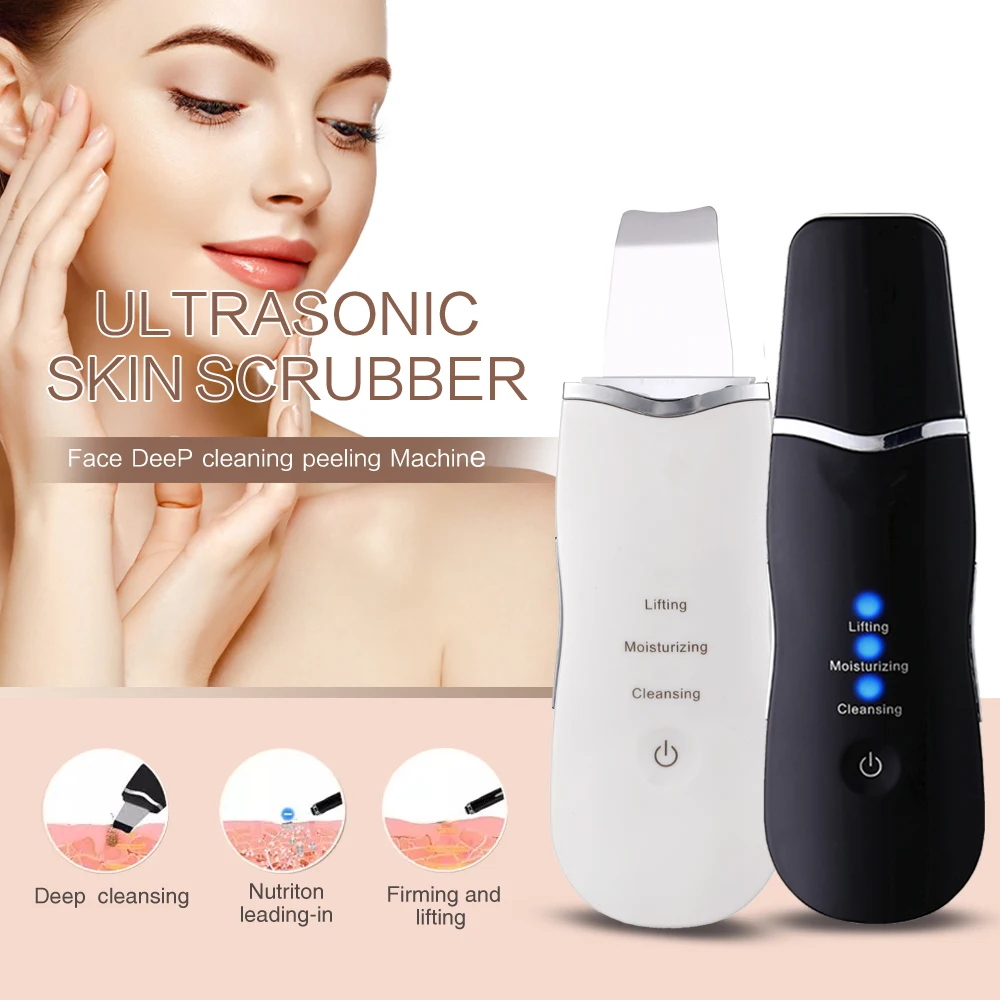Ultrasonic Facial Skin Scrubber Instrument Black Head Remove Face Ion Deep Face Cleaning Peeling Blackhead Remover Skin Care Kit