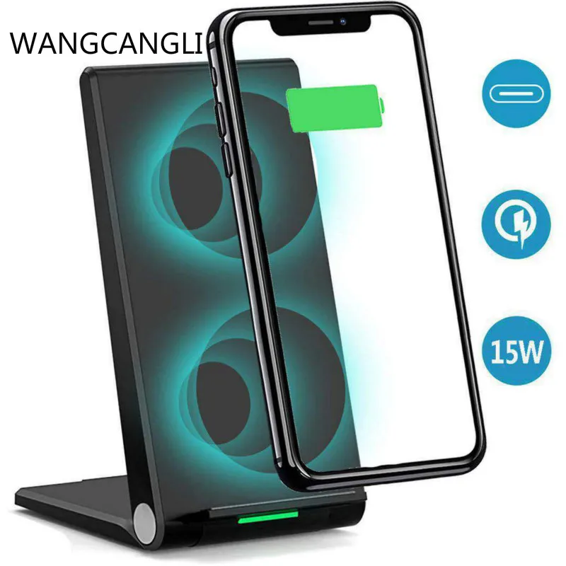 

Qi wireless charger bracket for iPhone X XS XR 8 Samsung S9 S10 S10E 15W wireless fast charging station folding bracket charger