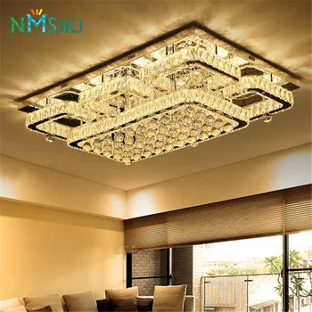 

Modern Crystal LED Ceiling Lamps Living Room Stepless Adjusted Lights Rectangular Simple Modern Hall Bedroom Restaurant
