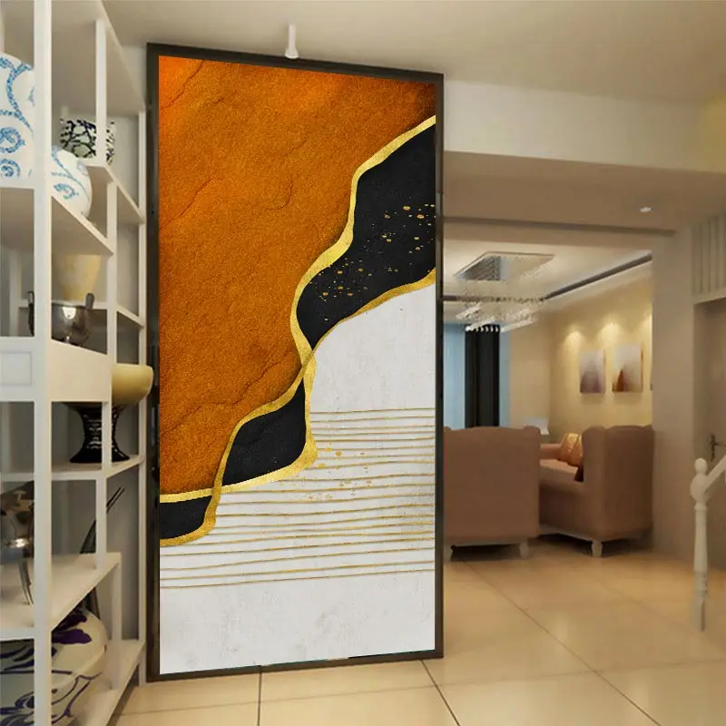 Waliicorners Abstract Green Yellow Shining Dold Canvas Painting Golden Poster Modern Wall Art Pictures 7 Hca0bd3b47bc94f4cad01a53f45cc01ebp
