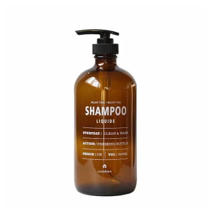 500 ml Shampoo Стекло 500 мл коричневый шампунь для хранения бутылки скандинавский жидкий дозатор для мыла, лосьона дорожная бутылка для хранения Организатор Декор - Цвет: 500 ml Shampoo