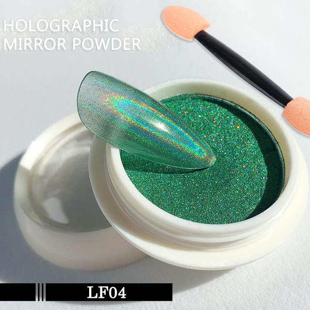 tırnak tozu krom lazer ayna Glitter tasarım tırnak sanat Pigment sürtünme toz gevreği süslemeleri fırça manikür TRLF01-07