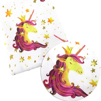 

50*140CM Unicorn Patchwork Printed Polyester Cotton Fabric for Tissue Kids Home Textile for Sewing Doll Needlework,c2875