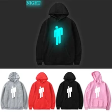 Billie Eilish Толстовка Мужская Черная хлопковая толстовка пара светящаяся Billie Elish Толстовка простая сохраняющая тепло Женская/мужская одежда Новинка хит
