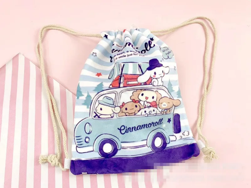 60 шт./лот Cinnamoroll сумка на шнурке с логотипом собаки, холщовые сумки
