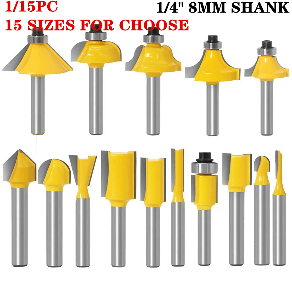 Makita Tool Set New 15pcs 1/4 Inch Shank Router Bit Set