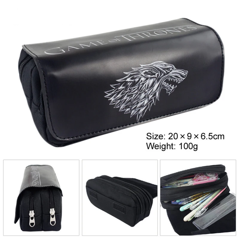 

1PCS Real Papeleria 5 Anime Series School Spenciltudents Pu Large Capacity Double Zipper Pencil Case Stationery Boys Girls Fine