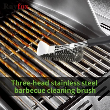 

Grilling Accessories BBQ Tools Bbq Grill Barbecue Cleaning Brush Scraper Stainless Steel Wire Bristles Non-stick Cooking Tools