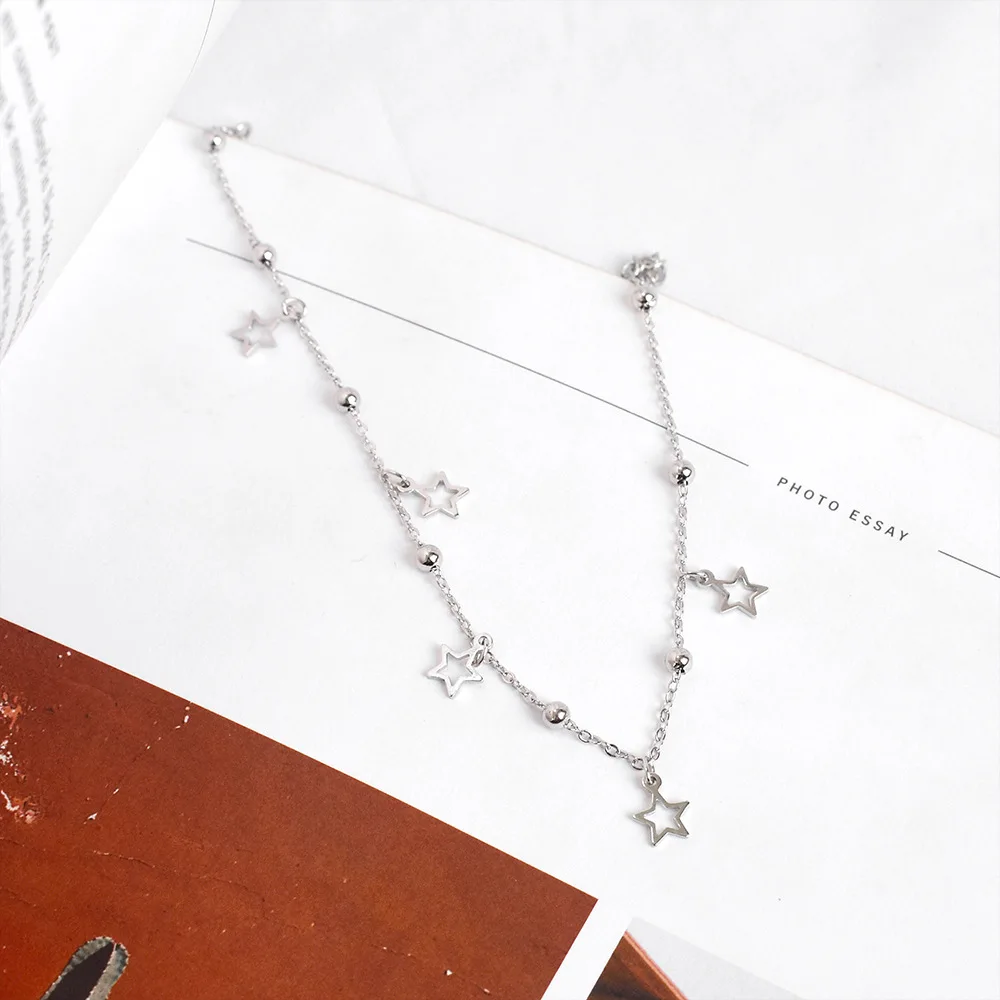 925 Sterling Silver Simple Star Pendant Anklet Women Summer Ocean Beach Casual Jewelry Accessories Girlfriend Gift - Image 2