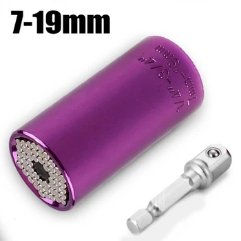 

Drill Ratchet Spanner Universal Torque Wrench Head Set Socket Sleeve 7-19mm Key Magic Grip Hand Tool for Hex/Square Screw Cap