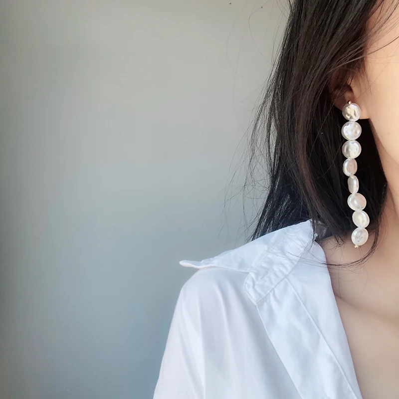

New Fashion Elegant Simulated Pearl Long Dangle Earrings For Women Wedding Party Gift Created Tassel Female Trendy Earrings
