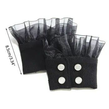 

Women Vintage Knit Elastic Sweater Fake Sleeve Ruffles Lace Detachable Cuffs LX9E