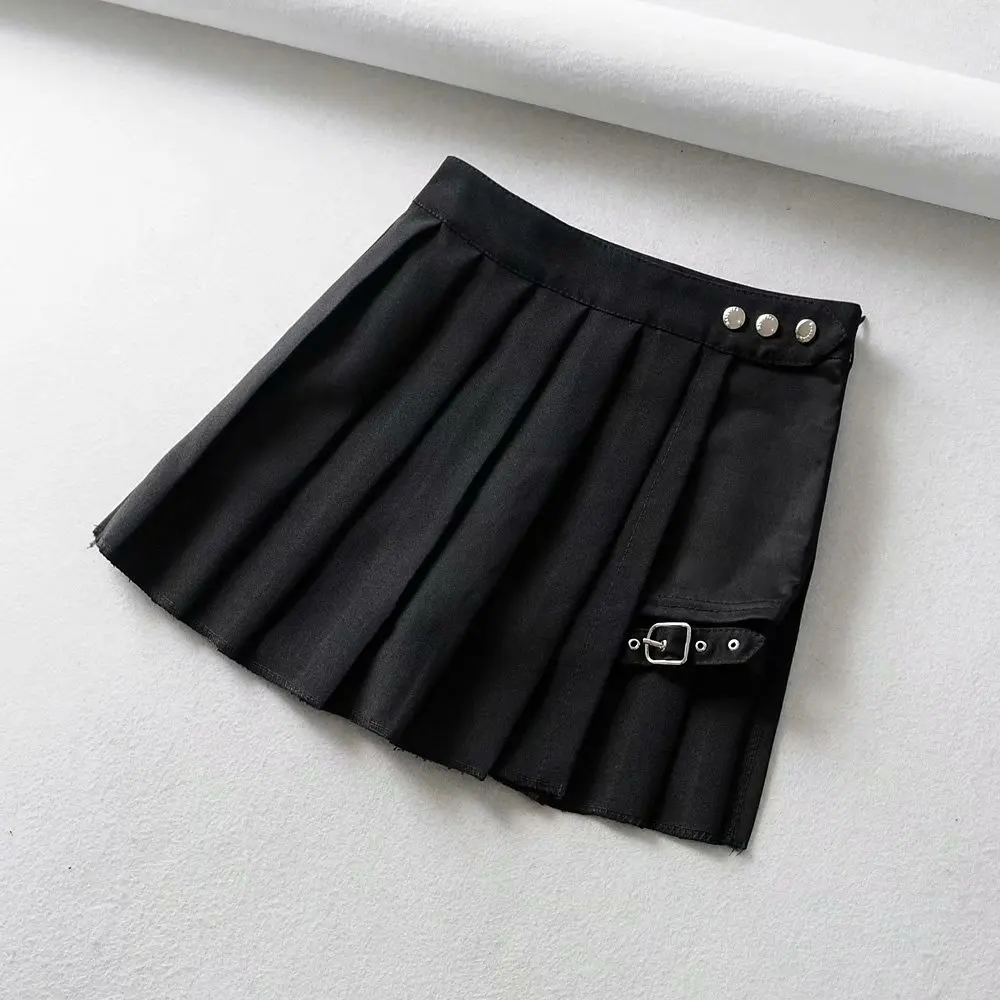 Харадзюку уличная Кнопка боковая открытая юбка женские сексуальные короткие мини-юбки
