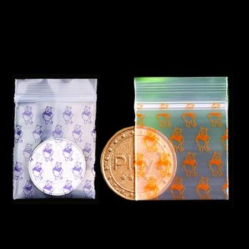 

Orange Purple Bear Cartoon Print Miniature Zipper Lock Grip Cute Plastic Packaging Bag Storage Self Sealing Food Candy Jewelry