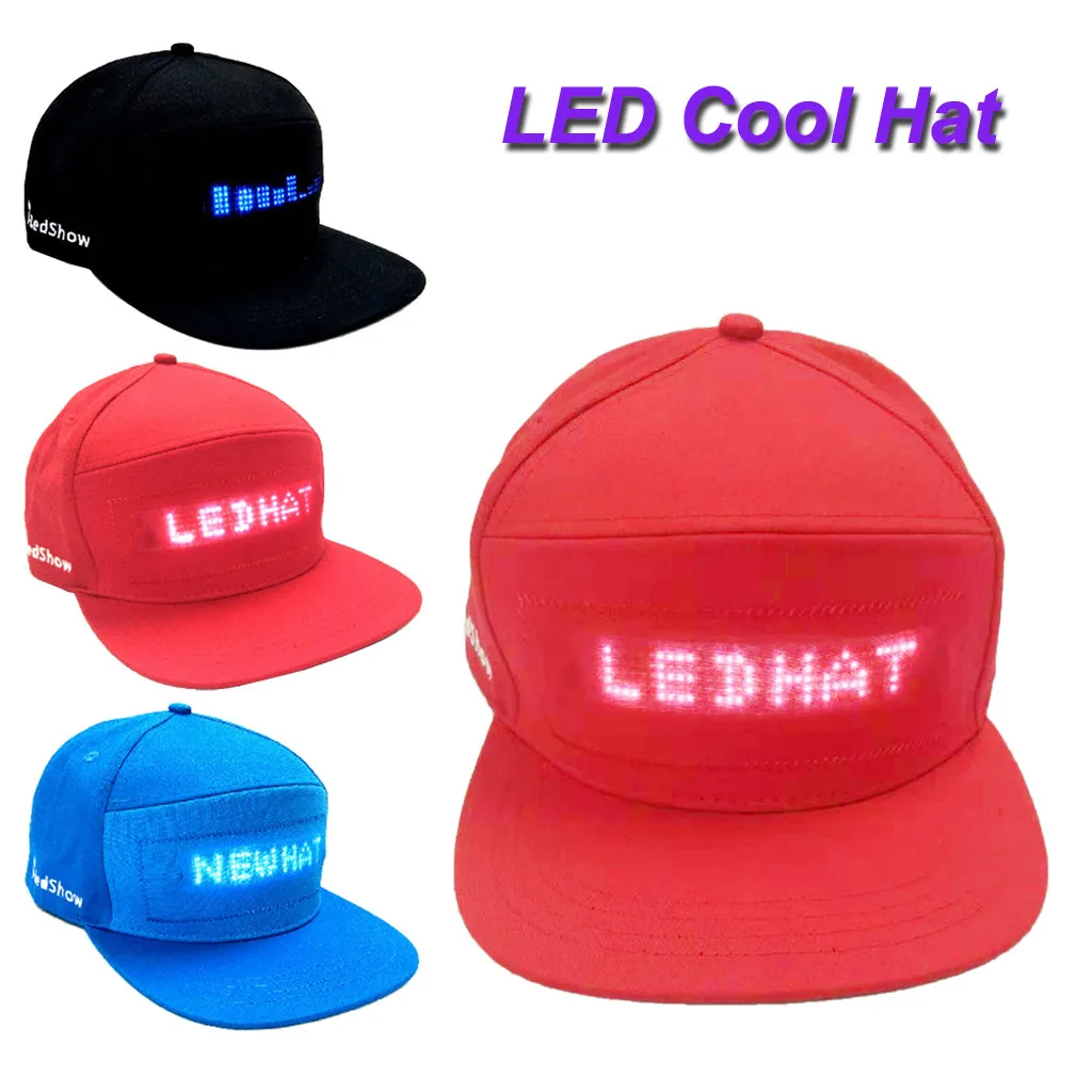 

Fashion smart Hat Cap LED Cool Hat with Screen Light waterproof Smartphone Controlled Fashion smart hat Модная умная шляпа