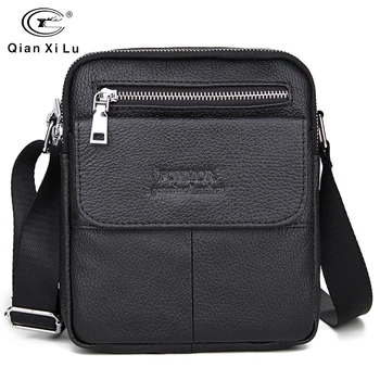

QianXiLu New Fashion PU Leather Men Messenger Bags Casual Crossbody Bag Business Men's Handbag Bags for gift Small Briefcase