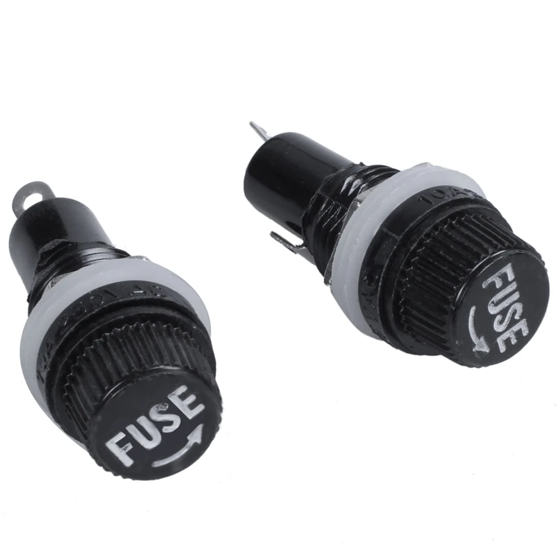 10Pcs 10A AC 250V 5mm x 20mm Panel Mounted Plastic Fuse Holder Socket