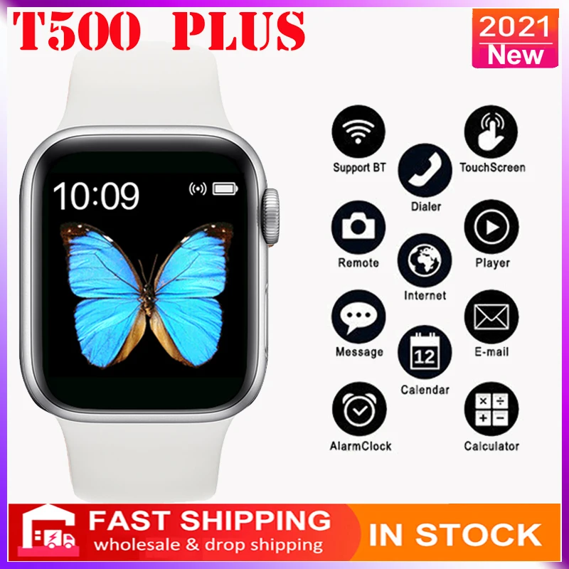 2021 Original T500 Plus full touch screen 1.75 inch smart watch ladies for Android IOS PK Watch Series 6 T900 X7 W26 W46
