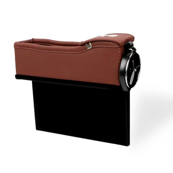 

E-FOUR Car Seat Storage Box Multi-functional Universal Leather Car Seat Organizer Coin Box and USB Charging Ports for Automotive