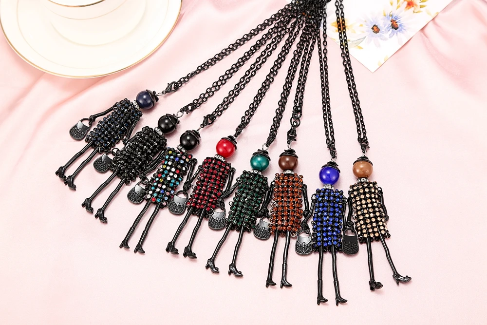 Promotions New Fashion Necklace Women Crystal Doll Necklace Statement Jewelry Gifts Best Friend Necklace Accessory NS111-002