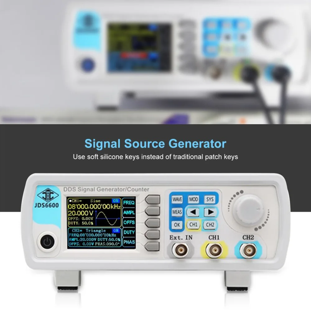 JDS6600 40 МГц цифровой контроль DDS двухканальный произвольной формы функциональный генератор сигналов частотомер высокая точность