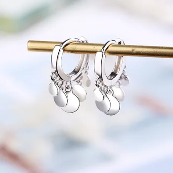 

Ins New Trendy Statement Silver color Round Disc Tassel Earrings for Women Tassel Earline Oorbellen Pendientes bijoux