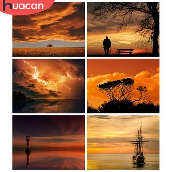 

HUACAN Diamond Painting Sunset Full Square Drill 5D DIY Diamond Embroidery Landscape Cross Stitch Home Decor Gift