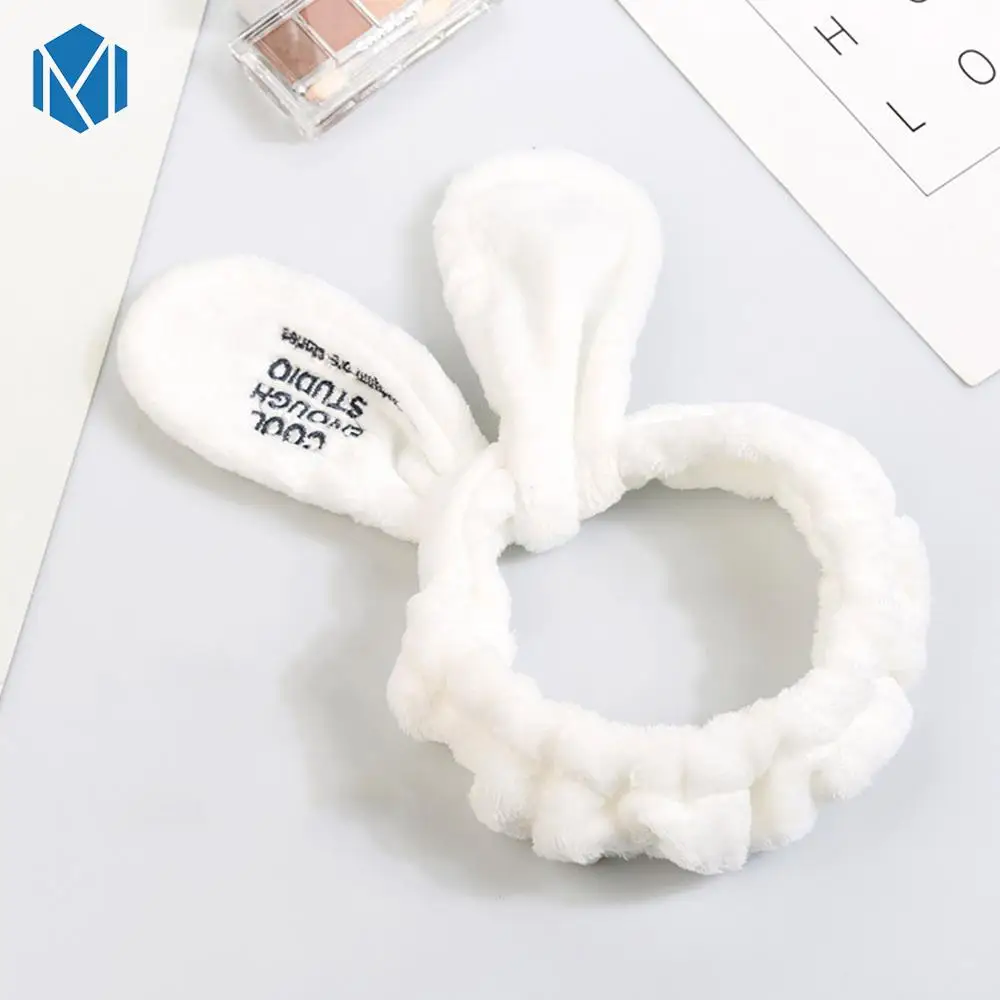 Rabbit Ears-White M MISM Fashion OMG Женская повязка на голову из хлопка бант-узел кашемир эластичные женские обручи мыть лицо маска аксессуары для волос в виде тюрбана - Цвет: Rabbit Ears-White