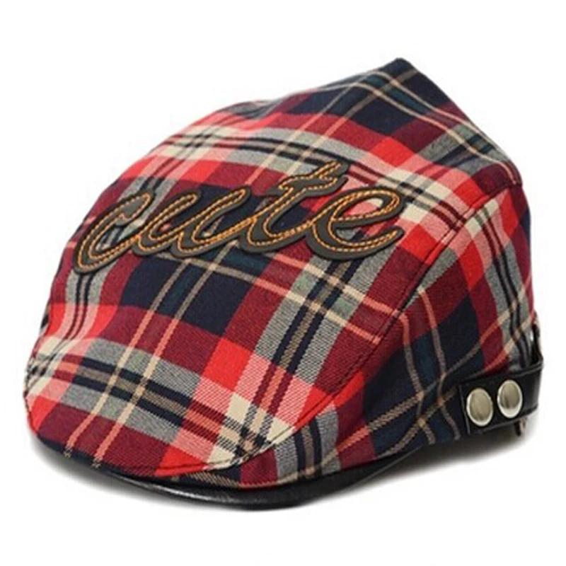 Baby Hat Baby Hats Toddler Newborn Cotton Caps Adjustable Beret For 1 2 3 Boys Newest Plaid Letter Chapeau Dress Children Sun Cute