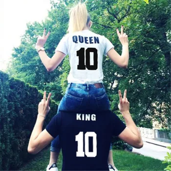 

Lus Los couple t shirts 2019 summer new printed queen king 10 letter O neck short sleeve cotton blend thin lovers t-shirt