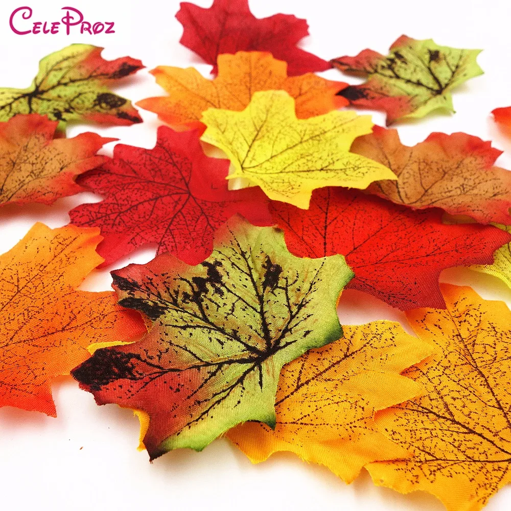 50/100Pieces Artificial Silk Maple Leaves Fabric Tree Leaf DIY Wedding Birthday Event Party Decor