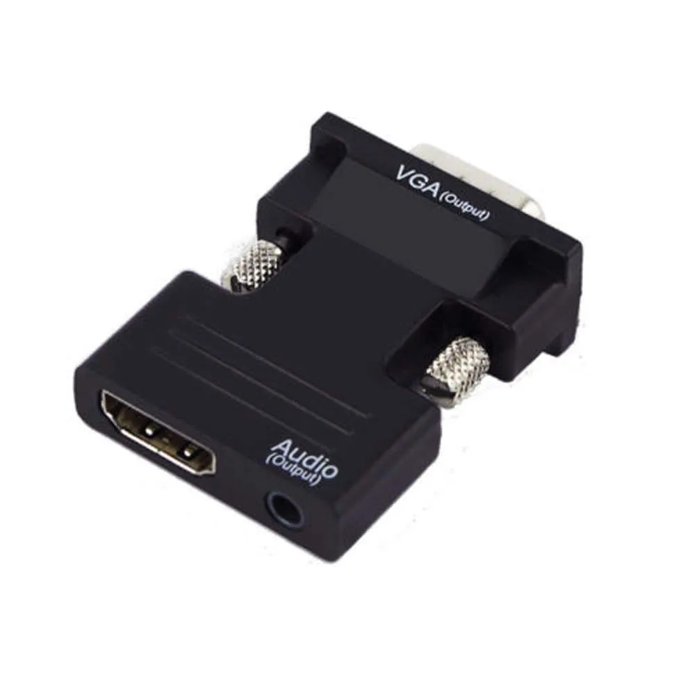 black HDMI Female to VGA Male Converter+Audio Adapter Support 1080P Signal Output - Цвет: black