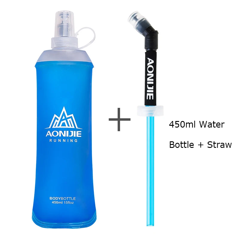 AONIJIE, 450 мл, мягкая колба для воды, складная, ТПУ, BPA бесплатно, для бега, гидратация, поясная сумка, жилет, марафон, SD19 R450 - Цвет: bottle and straw