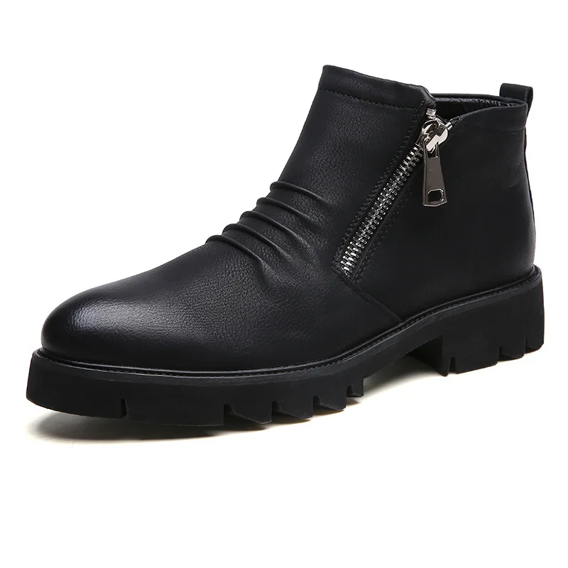 

Hot Selling MEN'S Shoes Autumn & Winter Fashion Retro Side Zipper Casual Martin Boots England Trend Men Ankle Boots