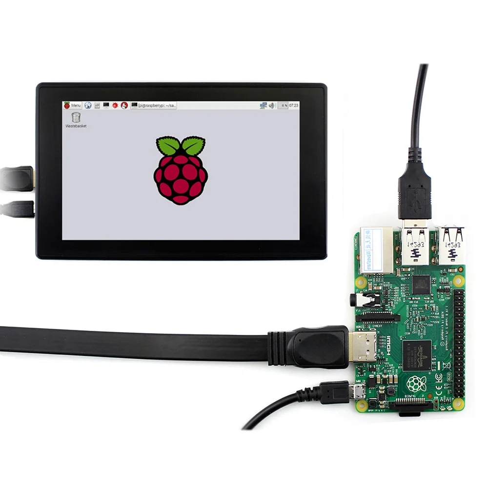 Экран 7 дюймов с ЖК-экраном чехол 7 hdmi touch 1024x600 ips емкостный сенсорный экран с закаленным стеклянным покрытием поддерживает Pi 4