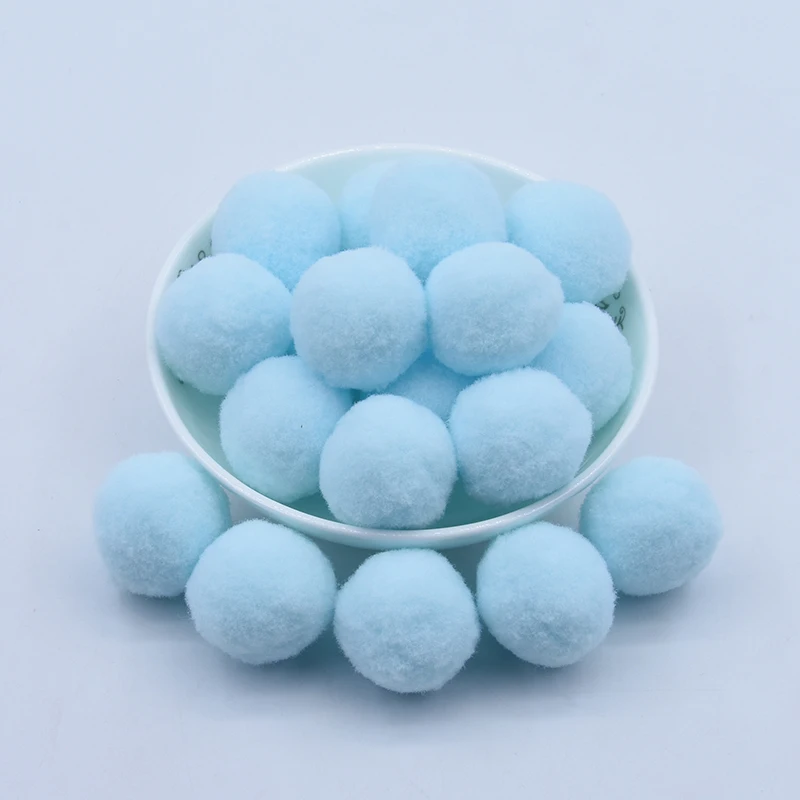 30mm25skyblue 30pcs Светильник, желтый, розовый, голубой помпон, меховые шарики, сделай сам, мягкие помпоны, помпоны для рукоделия, Свадебный декор, клей на ткани, аксессуары, 8 мм до 30 мм - Цвет: 30mm25skyblue 30pcs