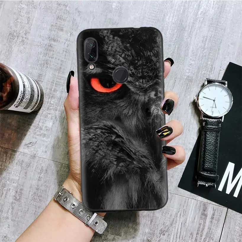 Камуфляж "Сова" Черная крышка чехол для телефона для Xiaomi Redmi Note фотоаппаратов моментальной печати 8 7 7S 7A 6 S2 GO K20 Pro 6A mi 6X 5X A1 CC 9 8 Coque