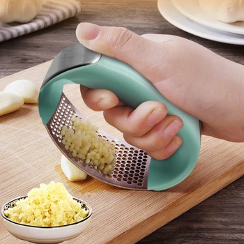 

Multifunction Manual Stainless Steel Garlic Press Curved Grinding Slicer Chopper Squeezer Crusher Ginger Onion Masher Grinder