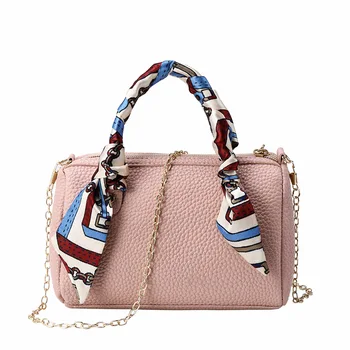 

2020 Spring and Summer New Embossed Silk Scarf Decoration Shoulder Crossbody Portable Pillow Small Pu Leather Messager Bag