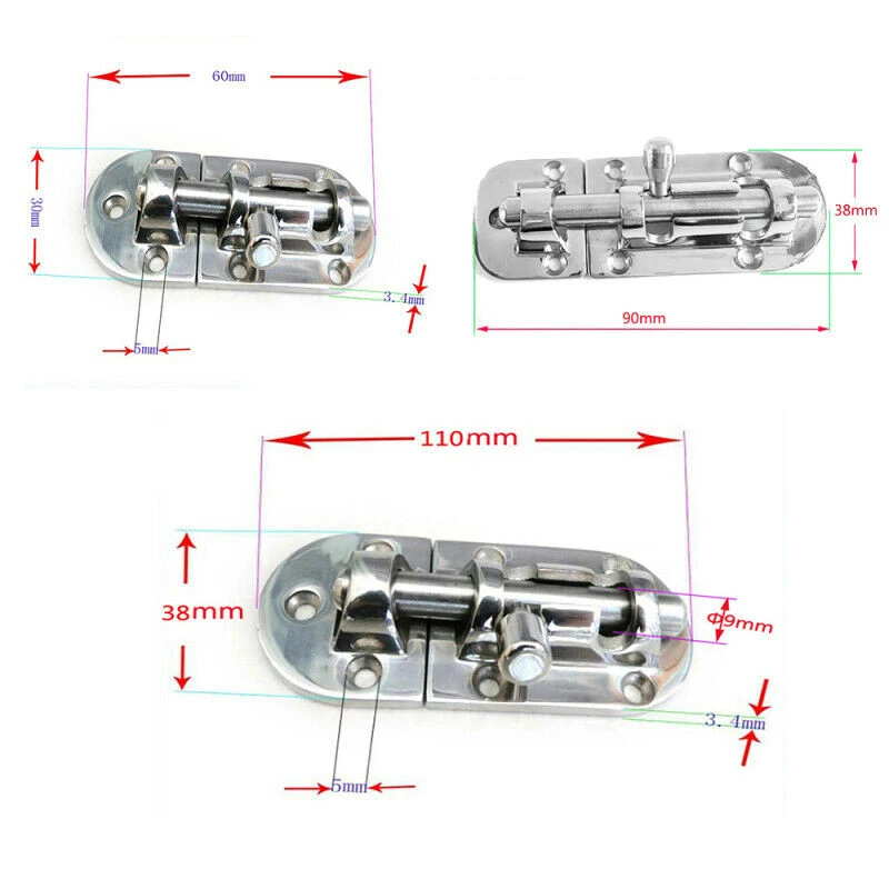 1* защелка 60 мм/90 мм/110 мм Морская аппаратная Защелка двери шкафа раздвижной замок из нержавеющей стали баррель болт